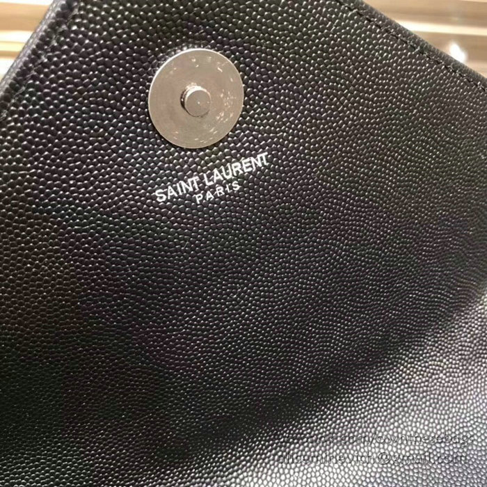 Saint Laurent Medium Grained Matelasse Shoulder Bag Black with Black hardware 428134