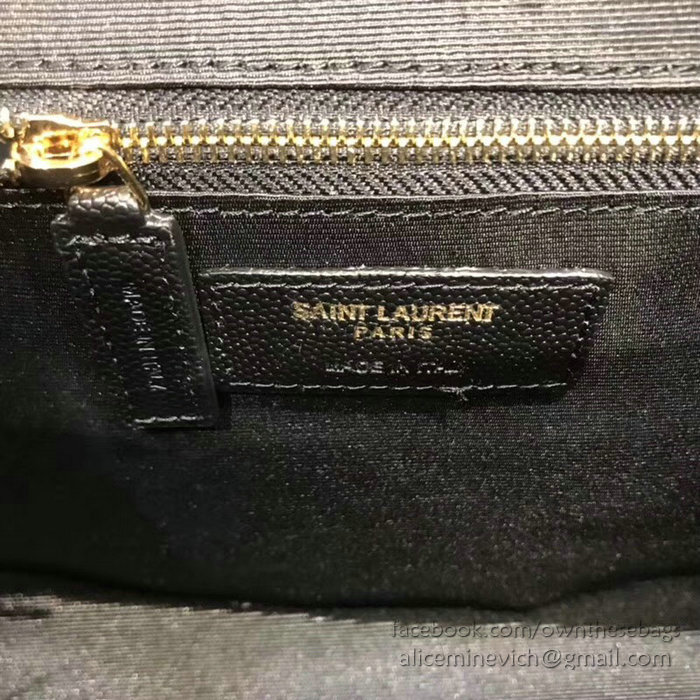 Saint Laurent Medium Grained Matelasse Shoulder Bag Black with Gold hardware 428134