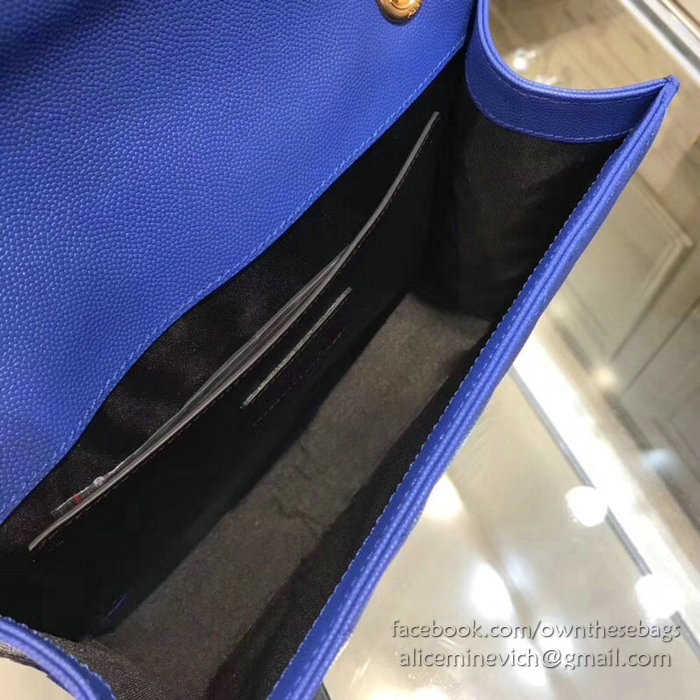 Saint Laurent Medium Grained Matelasse Shoulder Bag Blue 428134