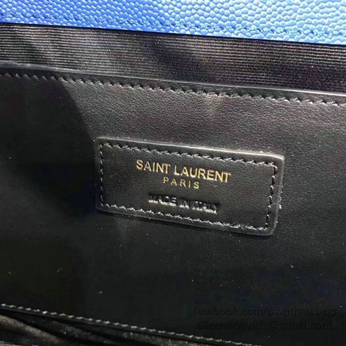 Saint Laurent Medium Grained Matelasse Shoulder Bag Blue 428134