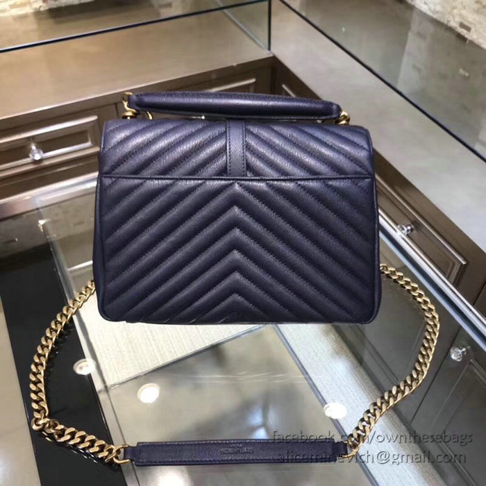 Saint Laurent Medium Matelasse Leather Shoulder Bag Blue with Gold hardware 428056