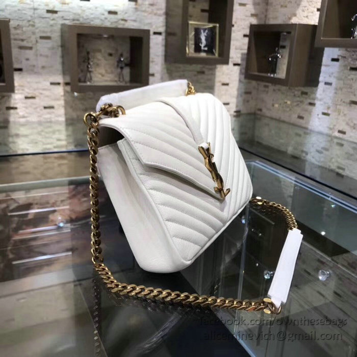 Saint Laurent Medium Matelasse Leather Shoulder Bag White 428056