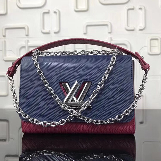 Louis Vuitton Epi Leather Twist MM Blue and Burgundy M53010