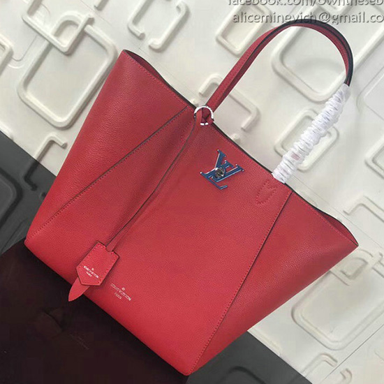 Louis Vuitton Soft Calfskin Lockme Cabas Red M42291