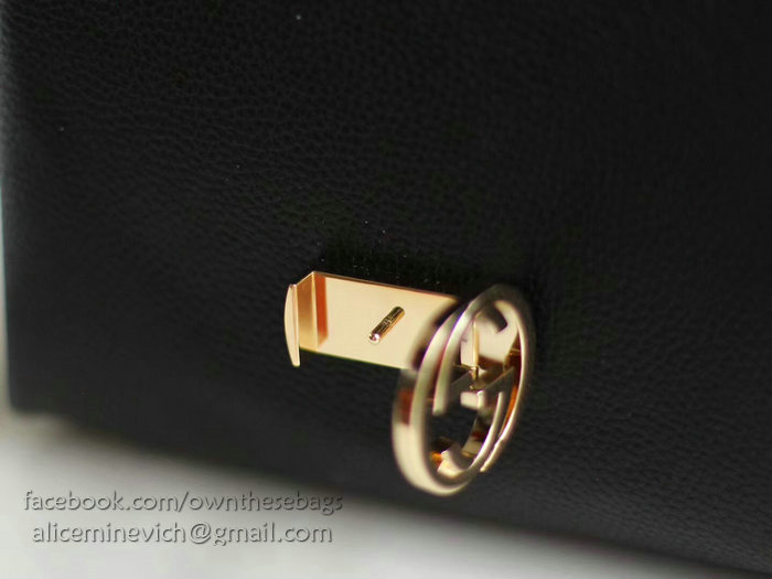 Gucci Interlocking GG Leather Crossbody Bag Black 510302