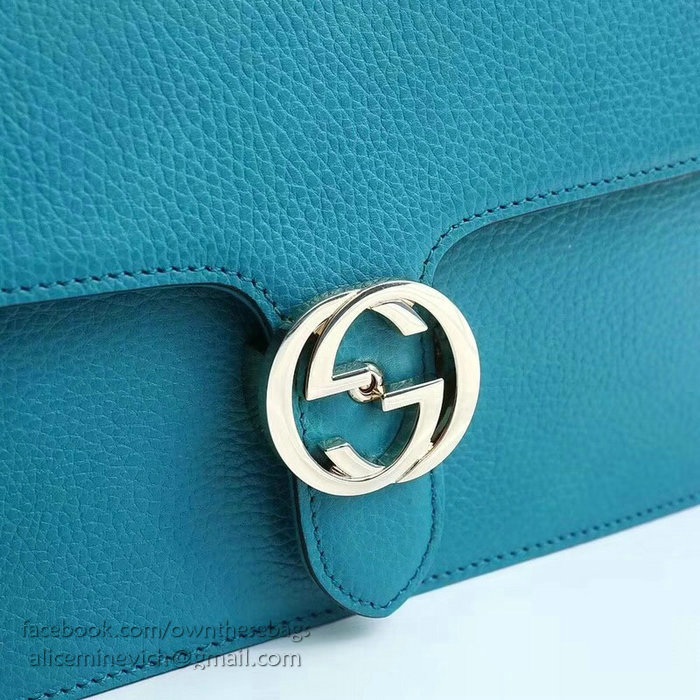 Gucci Interlocking GG Leather Crossbody Bag Blue 510303