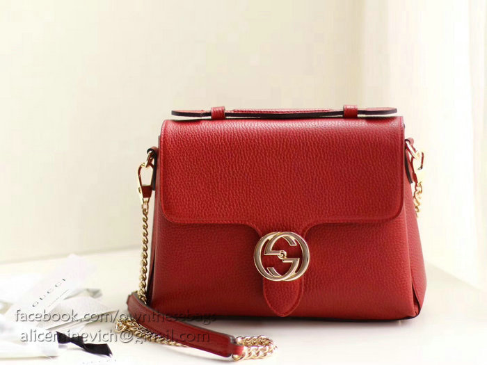 Gucci Interlocking GG Leather Crossbody Bag Red 510302