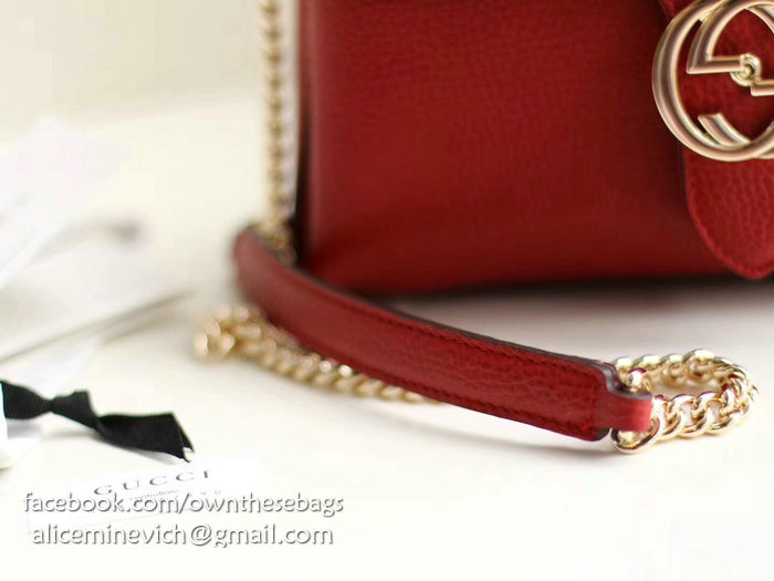 Gucci Interlocking GG Leather Crossbody Bag Red 510302
