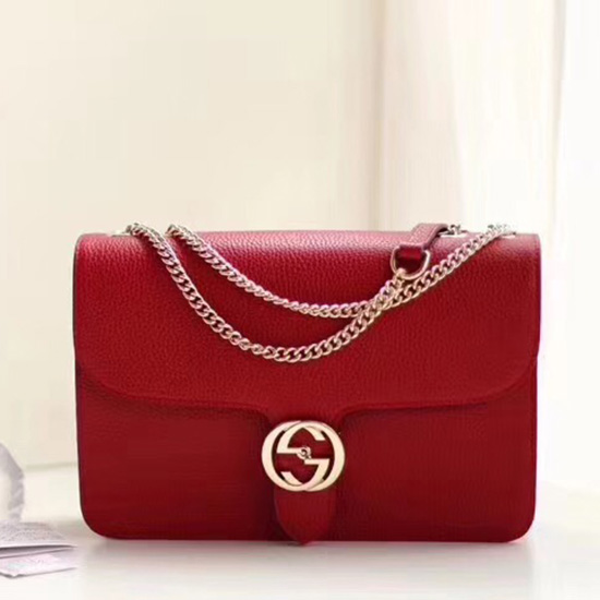 Gucci Interlocking GG Leather Crossbody Bag Red 510303