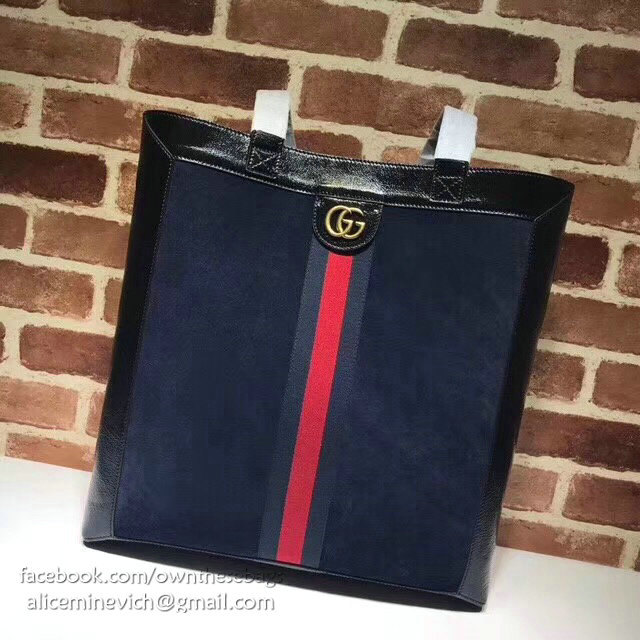 Gucci Ophidia Suede Large Tote Blue 519335