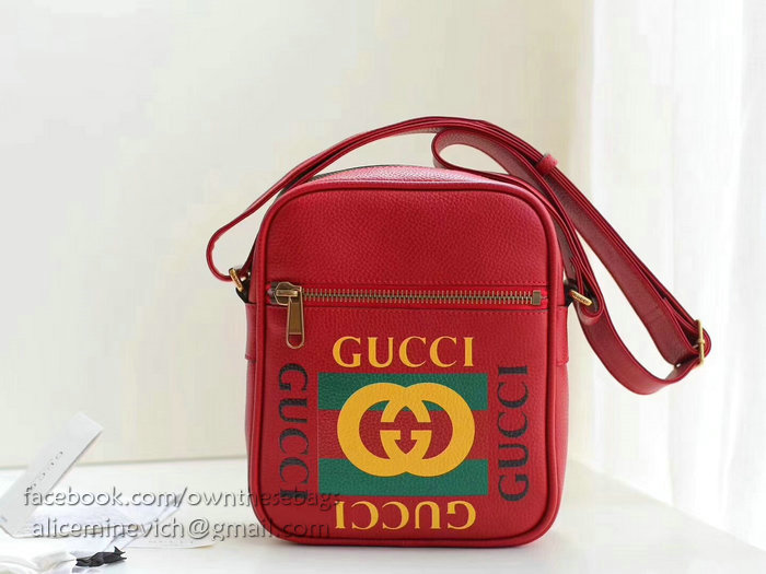 Gucci Print Messenger Bag Red 523591