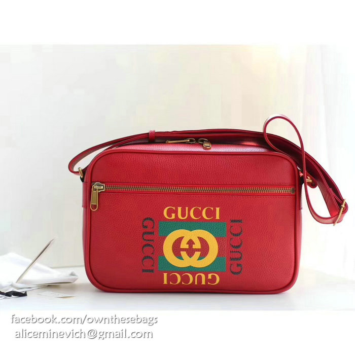 Gucci Print Shoulder Bag Red 523589