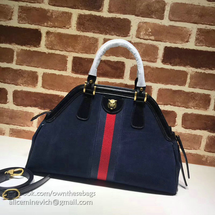 Gucci Re(Belle) Suede Medium Top Handle Bag Blue 516459