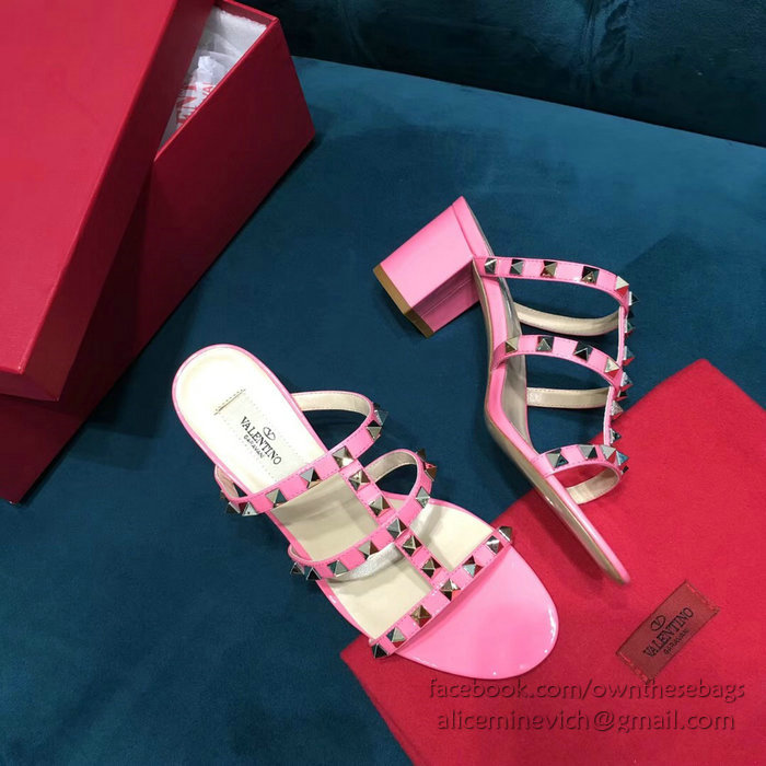 Valentino Garavani Rockstud Calfskin Leather Sandal Pink V18601