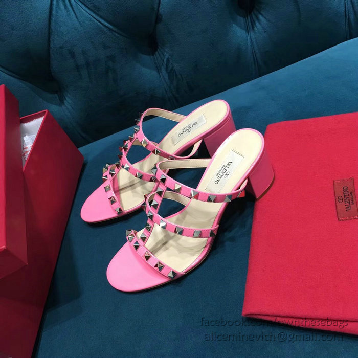 Valentino Garavani Rockstud Calfskin Leather Sandal Pink V18601