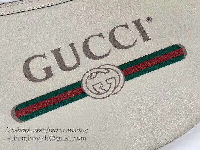Gucci Print Half-moon Hobo Bag White 523588