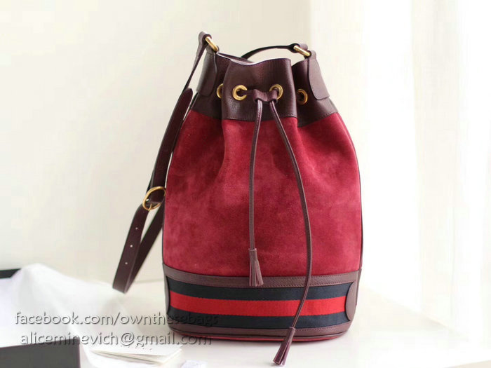 Gucci Suede Bucket Bag Red 503886