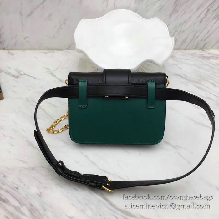 Prada Cahier Belt Bag Green and Black 1BL004