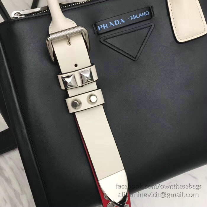 Prada Concept Leather Handbag Black 1BA175