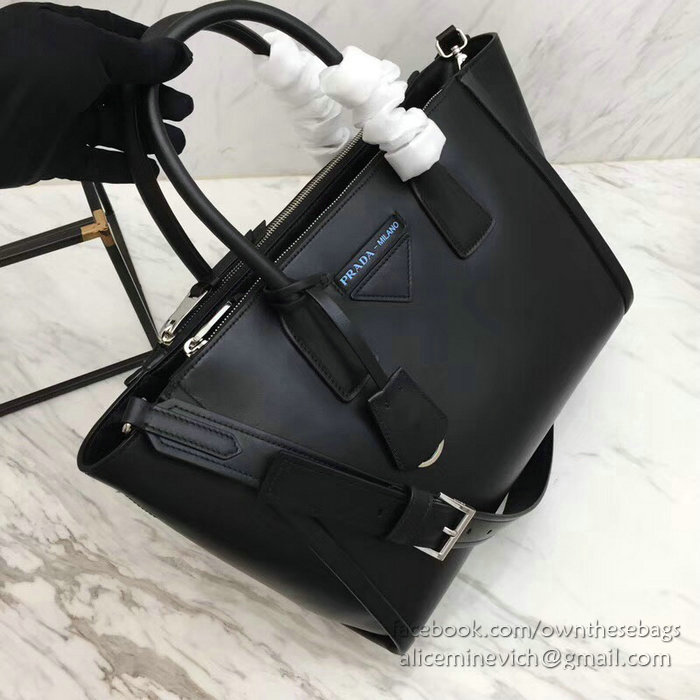 Prada Concept Leather Handbag Black 1BA183