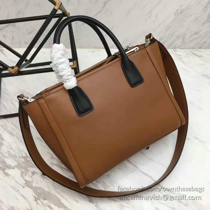 Prada Concept Leather Handbag Cognac 1BA175