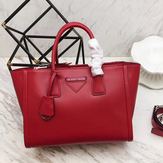 Prada Concept Leather Handbag Red 1BA183