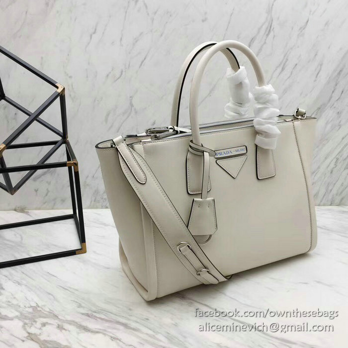 Prada Concept Leather Handbag White 1BA183