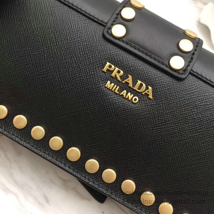Prada Leather Shoulder Bag Black 1BF078