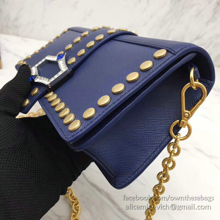 Prada Leather Shoulder Bag Blue 1BF078