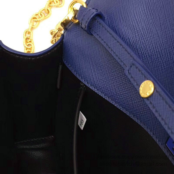 Prada Leather Shoulder Bag Blue 1BF078