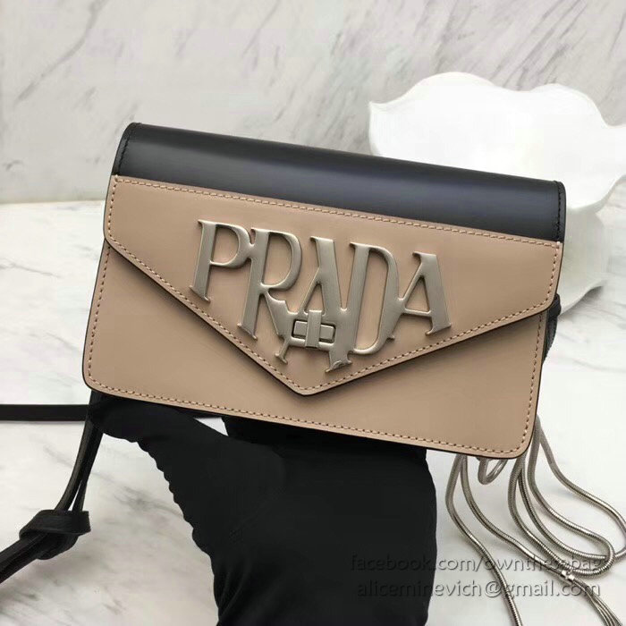 Prada Leather Shoulder Bag Pink and Black 1BD101