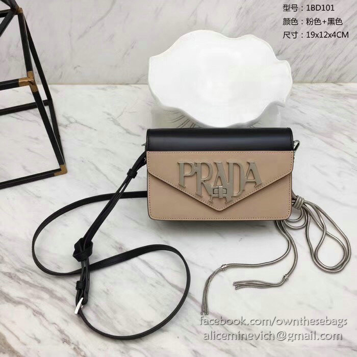 Prada Leather Shoulder Bag Pink and Black 1BD101