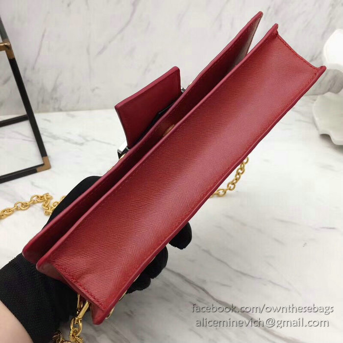 Prada Leather Shoulder Bag Red 1BF078