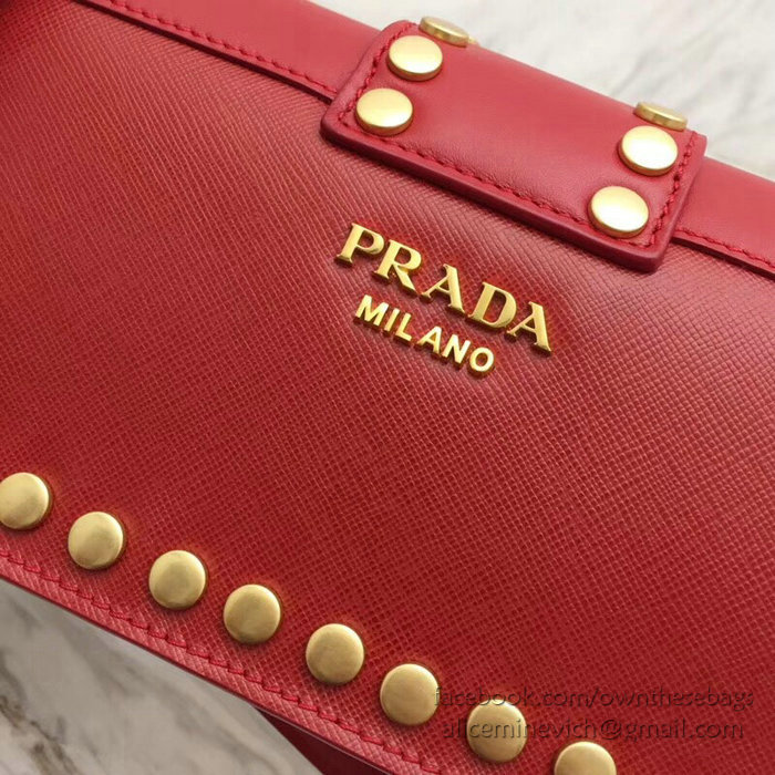 Prada Leather Shoulder Bag Red 1BF078