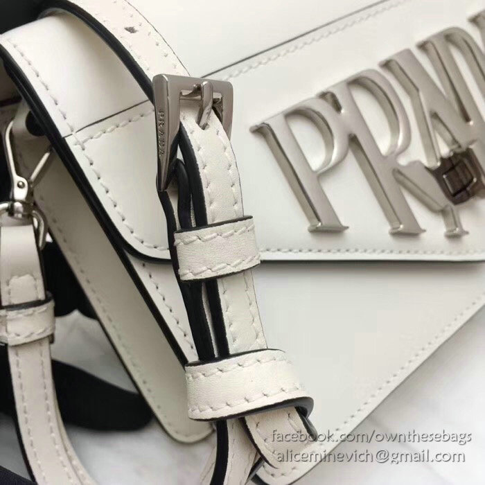 Prada Leather Shoulder Bag White 1BD101