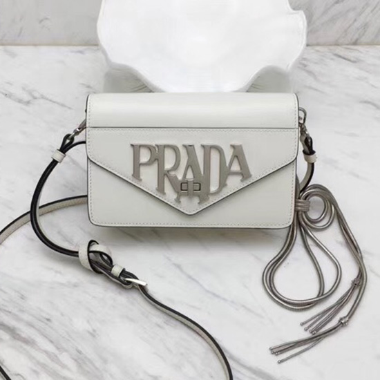 Prada Leather Shoulder Bag White 1BD101