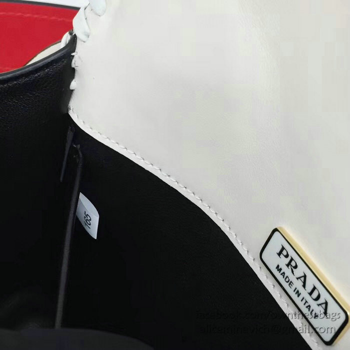 Prada Pionniere Calf Leather and Denim Bag White 1BD074