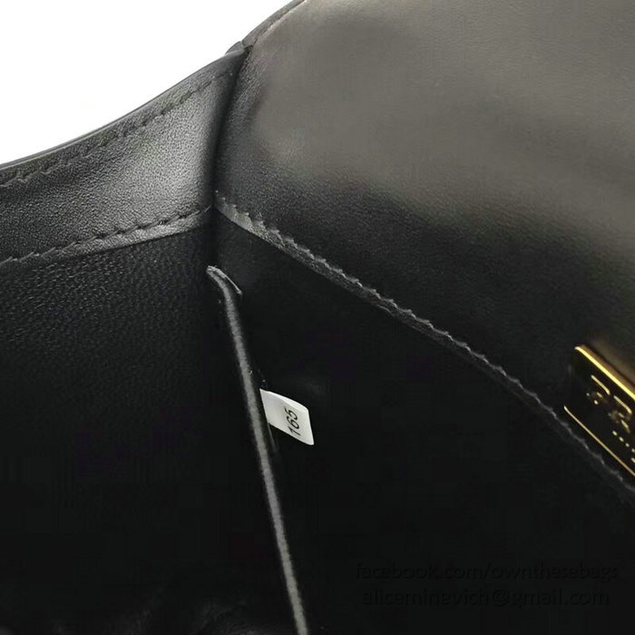 Prada Pionniere Leather Shoulder Bag Black 1BD039