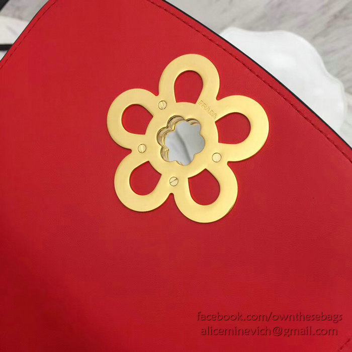 Prada Pionniere Leather Shoulder Bag Red 1BD039