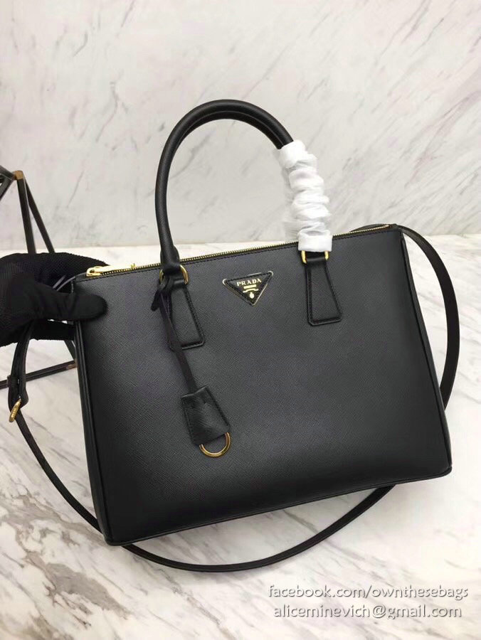 Prada Saffiano leather Galleria Bag Black 1BA274