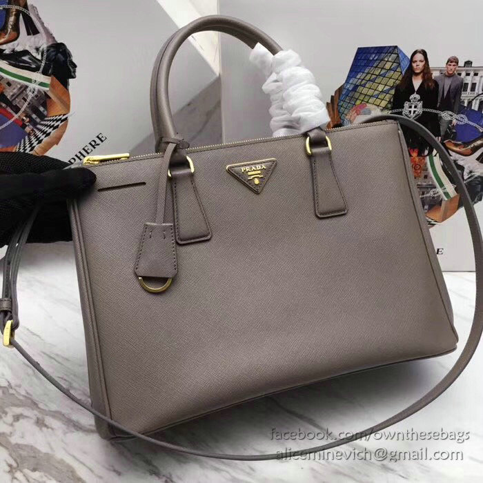 Prada Saffiano leather Galleria Bag Grey 1BA274