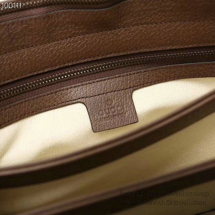 Gucci GG Supreme Medium Shoulder Bag Brown 523354