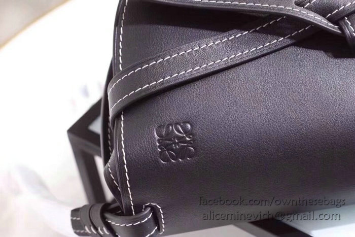 Loewe Gate Colorblock Shoulder Bag in Soft Calf Leather Black 83091