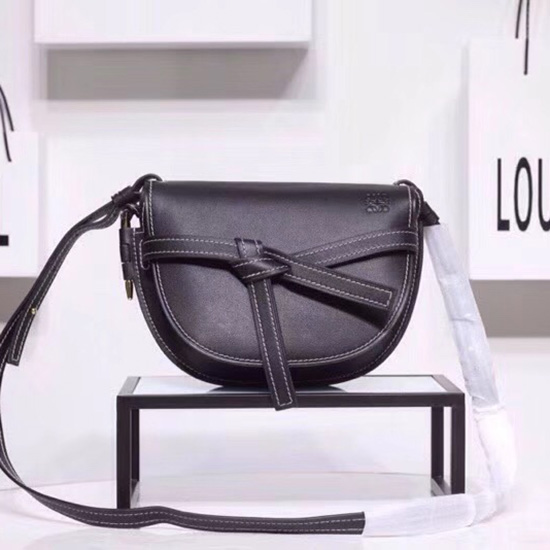 Loewe Gate Colorblock Shoulder Bag in Soft Calf Leather Black 83091