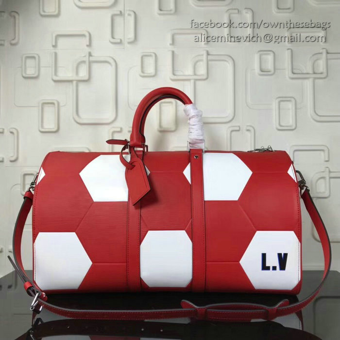 Louis Vuitton Epi Leather Keepall Bandouliere 50 Red M52187