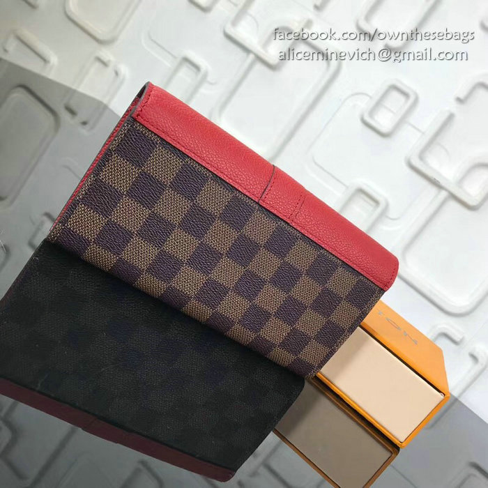 Louis Vuitton Damier Ebene Canvas Clapton Wallet Red N64449