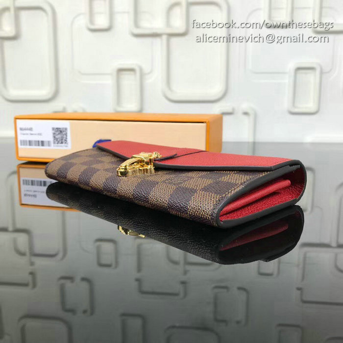Louis Vuitton Damier Ebene Canvas Clapton Wallet Red N64449