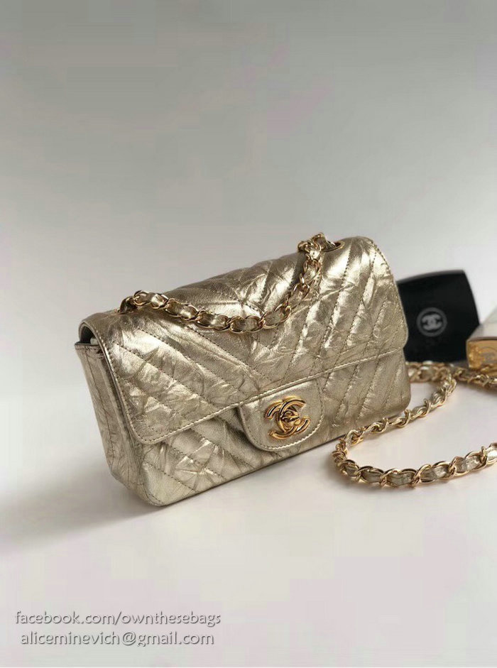 Chanel Calfskin Classic Flap Bag Gold A25082
