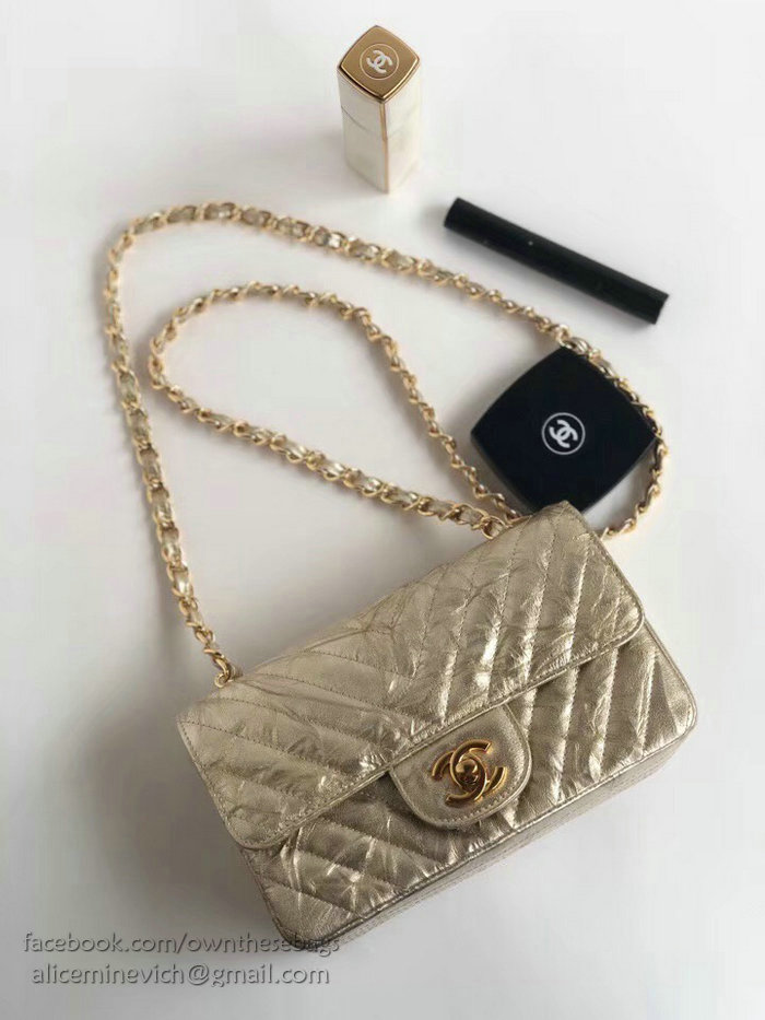Chanel Calfskin Classic Flap Bag Gold A25082