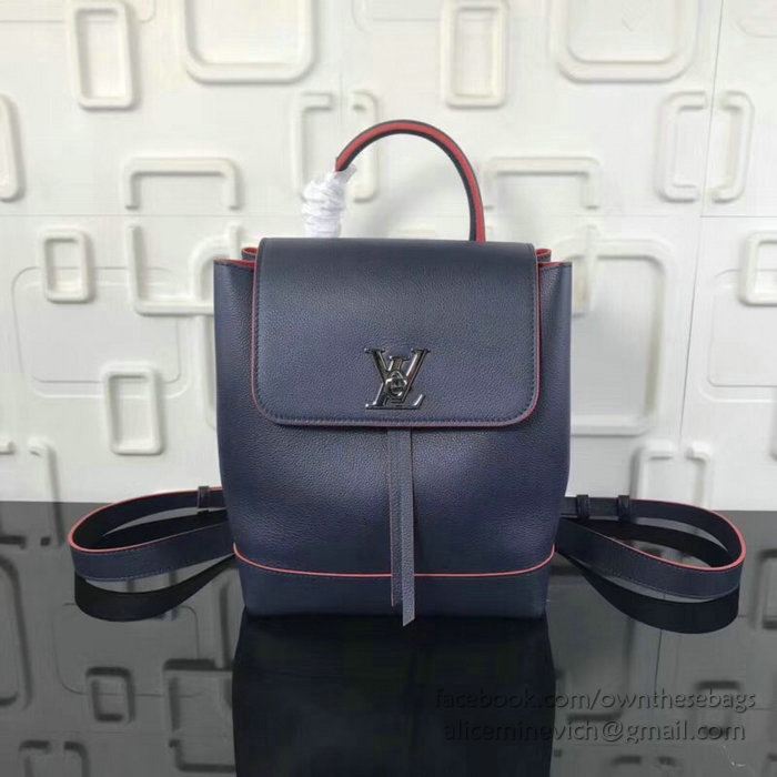 Louis Vuitton Soft Calfskin Lockme Backpack Marine Rouge M41817